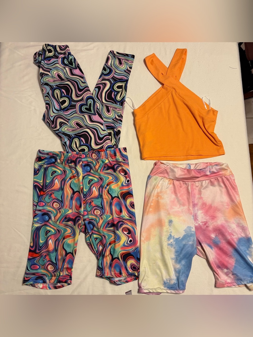 Bundle of SHEIN Girls Clothes 2 pair of Biker Shorts, 1 pair of leggings, 1 tank